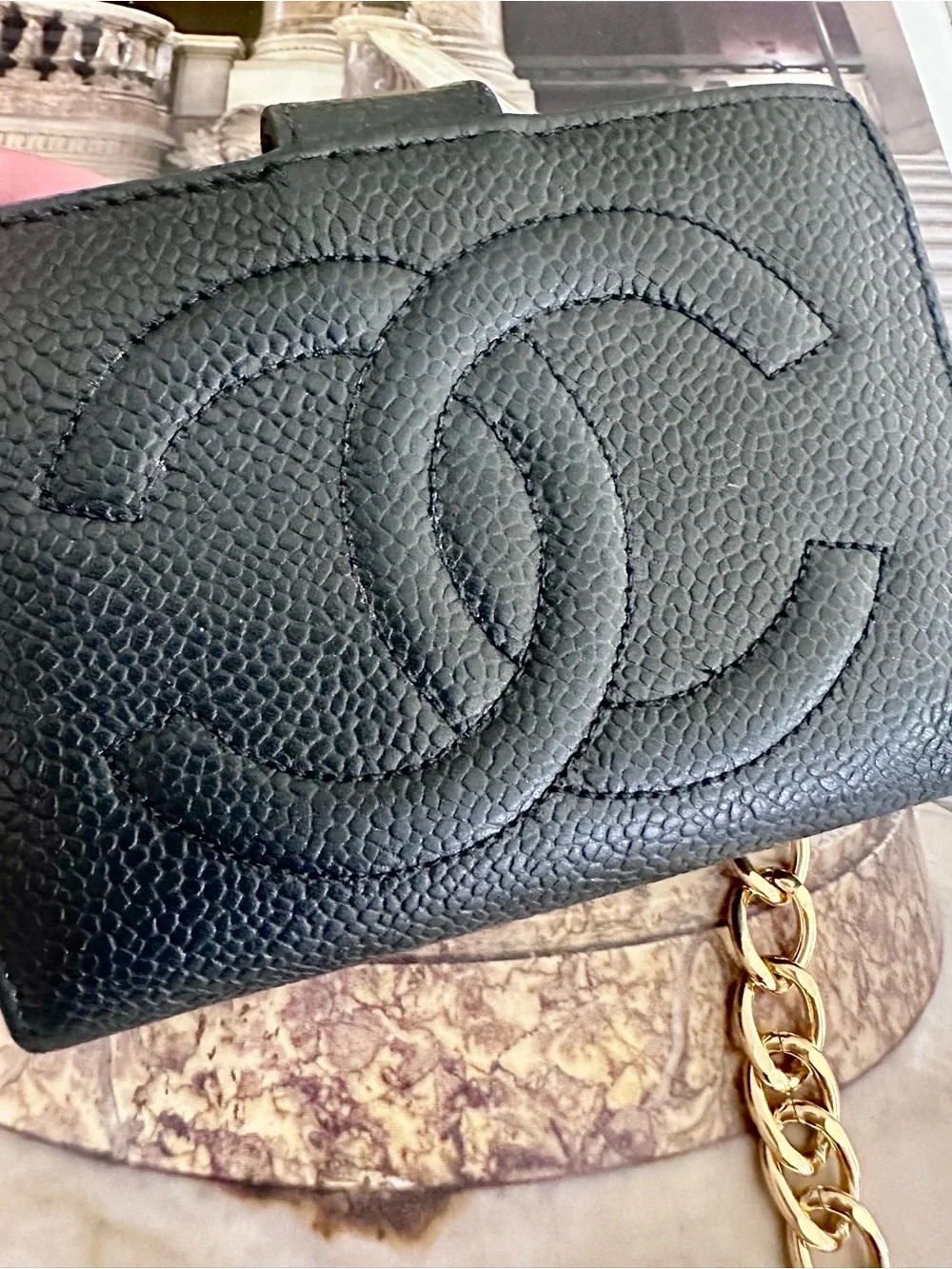 Chanel Caviar Mini Wallet with Chain Belt